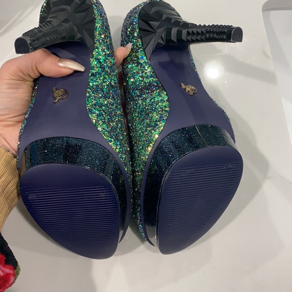 Rachel Roy Size 8.5 NEW Green Glitter Platform - Picture 5 of 5